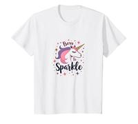 Born to Sparkle Unicorn for Women Magical Fantasy Slogan T-Shirt, Kids, White, 4 Years