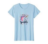 Born to Sparkle Unicorn for Women Magical Fantasy Slogan T-Shirt, Women, Baby Blue, XXL