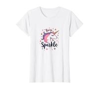 Born to Sparkle Unicorn for Women Magical Fantasy Slogan T-Shirt, Women, White, 3XL
