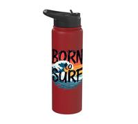 Born to Surf Waves Ocean Sunset Stainless Steel Insulated Water Bottle