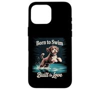 Born to Swim, Built Love | Playful Portuguese Water Dog Case for iPhone 16 Pro Max