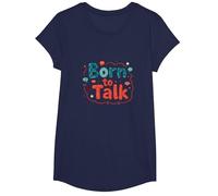 Born to Talk Speech Pathology Communicator Gift T-Shirt, Girls, Navy, Small