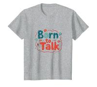 Born to Talk Speech Pathology Communicator Gift T-Shirt, Kids, Heather Grey, 2 Years
