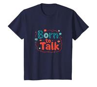 Born to Talk Speech Pathology Communicator Gift T-Shirt, Kids, Navy, 2 Years