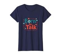 Born to Talk Speech Pathology Communicator Gift T-Shirt, Women, Navy, S