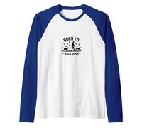 Born to Walk Dogs: Canine Lover's Graphic Raglan Baseball Tee, Men, Royal Blue/White, XL