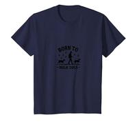 Born to Walk Dogs: Canine Lover's Graphic T-Shirt, Kids, Navy, 8 Years