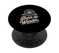 Born to Wander Compass Mountain Graphic PopSockets Adhesive PopGrip