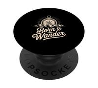 Born to Wander Compass Mountain Graphic PopSockets Adhesive PopGrip