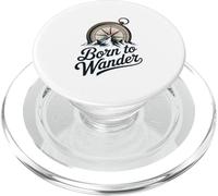 Born to Wander Compass Mountain Graphic PopSockets PopGrip for MagSafe