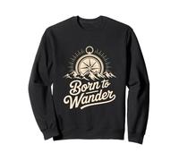Born to Wander Compass Mountain Graphic Sweatshirt