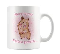 Born to Yap Forced to Work Mug, Funny Peace Hamster, Funny Office Cup, Friend Gift, Colleague Gift, Just A Girl Meme, Secret Santa