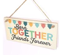 Born Together Friends Forever Sign, Pastel Bunting