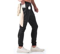 Born Tough Slim Fit Men’s Athletic Workout Jogger Pants, Bodybuilding Gym Joggers, Running Sweatpants with Zippered Pockets., Black, Large