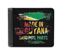 Born Un Guyana Men's Leather Wallet Bifold Purse Card Holder Slim Money Clip Single-Sided Print