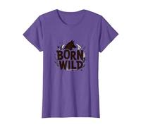 Born Wild: Adventure for Nature Lovers with Wolf Silhouette T-Shirt, Women, Purple Heather, 3X-Large