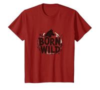 Born Wild: Adventure for Nature Lovers with Wolf Silhouette T-Shirt, Youth, Cranberry Red, X-Small