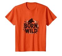 Born Wild: Adventure for Nature Lovers with Wolf Silhouette T-Shirt, Youth, Orange, X-Small