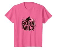 Born Wild: Adventure for Nature Lovers with Wolf Silhouette T-Shirt, Youth, Pink Heather, 4T