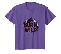 Born Wild: Adventure for Nature Lovers with Wolf Silhouette T-Shirt, Youth, Purple Heather, X-Small