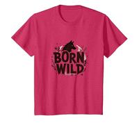 Born Wild: Adventure for Nature Lovers with Wolf Silhouette T-Shirt, Youth, Red Heather, 2T