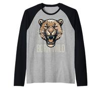 Born Wild Leopard Head. Fierce Animal for The Untamed. Raglan Baseball Tee