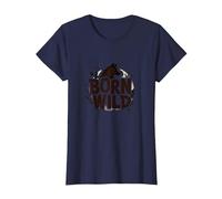 Born Wild: Wolf Silhouette Nature Lover Adventure T-Shirt, Women, Navy, S