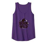Born Wild: Wolf Silhouette Nature Lover Adventure Tank Top, Women, Purple, S