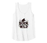 Born Wild: Wolf Silhouette Nature Lover Adventure Tank Top, Women, White, S