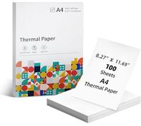 BORN4SHIP A4 Thermal Paper, 210 x 297 mm Folding Black Mark Thermal Paper for A4 Portable Thermal Printer, Compatible with Portable Letter Thermal Printer, 8.27"×11.69" Size, 100 Sheets, White