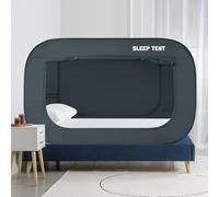 BORNA Bed Canopy Bed Tent Dream Tents Autism Shelter Cabin Indoor Sleeping Tents Privacy Warm Breathable Pop Up Twin Size Double Door with Mosquito Mesh Window for Kids and Adult (Navy Blue)