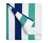 Bornbay Cotton Oversized Beach Towel - Extra Large 40"X70" Plush Thick Pool Towel, XL Fluffy Stripe Teal Beach Towels for Adults Mens Women (White Teal Blue)