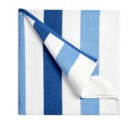 Bornbay Cotton Oversized Beach Towel - Extra Large 40"X70" Plush Thick Pool Towel, XL Soft Stripe Cabana Swim Towels for Adults Mens Women Girls (White Navy Blue)