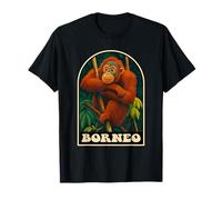 Borneo Orangutan Retro Jungle Wildlife Travel Art T-Shirt