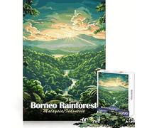 Borneo Rainforest, Malaysia∕Indonesia for Adults 1000 Piece Puzzle Brain Agility Mind Calming Fun Uniform Cut Memorable Gift (38X52CM)