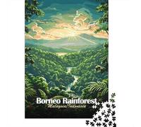 Borneo Rainforest, Malaysia∕Indonesia Jigsaw Puzzle 1000 Pieces, World Landmark Travel Poster, Matte Printed Jigsaw, Family Night Game for Puzzle Lovers, Paper Board, 70x50cm/1000pcs