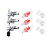 BornFeel Aquarium Air Flow Control 10 in 1 Kit 3-Way Air Valve Distributors & 3 Check Valves & 6 Suction Cups for Fish Tank Pumps