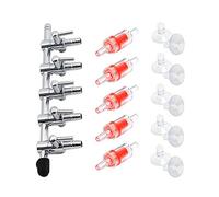 BornFeel Aquarium Air Flow Control Valve Lever 16 in 1 Kit 5-Way Air Pump Splitter & 5 Non-Return Check Valves & 10 Suction Cups for Fish Tank Pond