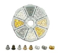 BornFeel Earring Backs 8 in 1 Kit Earring Clasps 400pcs Earring Scrolls Safety Backs Gold Silver Bronze Butterfly & Bullet Shape