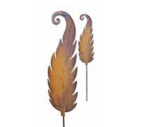 Bornhöft Garden Stake Set 2 x Fern Leaf (Small + Large) Metal Rust Garden Decoration Patina Flower Pot Plug Natural Rust