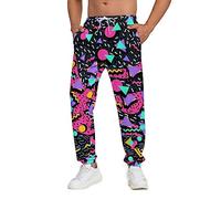 Bornore Men's Jogger Pants 80s Workout Costumes 90s Funny Sweatpants with Pockets Casual Sports Track Pants, Mens Pants-red, Large
