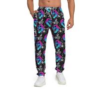 Bornore Men's Jogger Pants 80s Workout Costumes 90s Funny Sweatpants with Pockets Casual Sports Track Pants, Mens Pants-cool Skull, Large