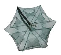 BOROCO Automatic Fishing Net Trap 6/12 Holes Foldable Nylon Crab Crawfish Shrimp Lobster Eel Minnow Catcher Strong Steel Bar Bracket Easy Zipper Design for Freshwater Saltwater Fis (6 Hole)