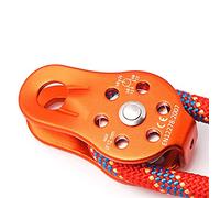 BOROCO Rock Climbing Pulley, Climbing Pulley 26KN Aluminium Alloy Heavy Duty Single Swivel Rope Pulley Block for 12mm Rope Climbing for Climbing/Aloft Work/Rappelling/Rescue（Red）
