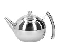 BOROCO Stainless Steel Teapot Tea Coffee Pot Water Kettle with Tea Infuser Filter Elegant Spherical Design Durable for Home Office Kitchen Silver 360g (2L)