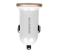 Borofone Fast Car Charger with 2 USB ports 5V/2.1A, White