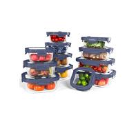 BOROHOUSE 12-Pack Glass Containers with Tempered Glass Lids - High Borosilicate Meal Prep Containers, Airtight & Stackable - Microwave, Oven & Freezer Safe -20℃~510℃（Blue）