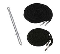 BOROLA 51 Inch 2Pcs Cotton drawstring cord Replacement Drawstrings for Sweatpants and Shorts，Universal Drawstring Hoodies，Premium Hoodie String Replacement，With Easy Metal Threader.（Black Flat+Silver）