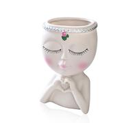 BOROLA Minimalist Heart-Shaped Little Girl Pencil Holder Modern Desk Organizer and Decorative Accent for Students, Office, and Home Workspace(Beige)