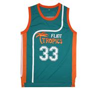 BOROLIN Mens Basketball Jersey #33 Jackie Moon Flint Tropics 90s Movie Shirts, Green, 3XL